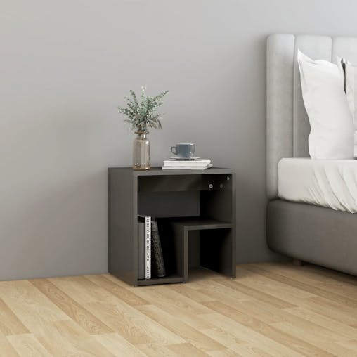 NNEVL Bed Cabinets 2 pcs High Gloss Grey 40x30x40 cm Chipboard
