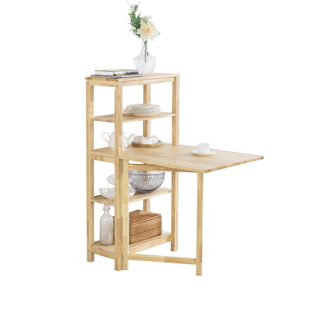 SoBuy Stół barowy z 4 półkami 134x64x13.5cm FWT70-N