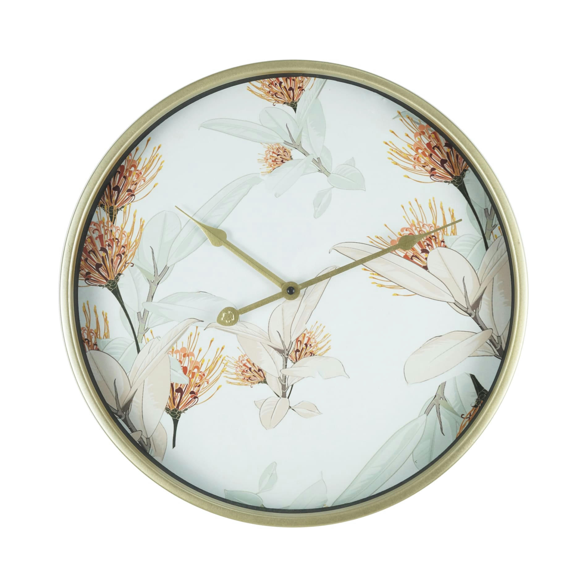 - Horloge murale fleurs en métal or blanc ø 40 cm