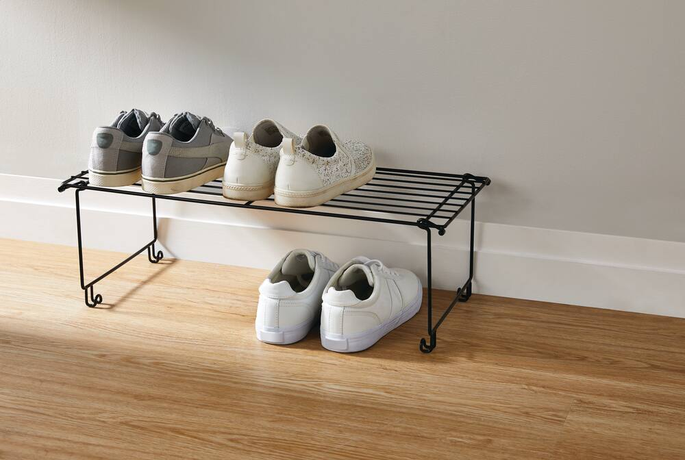 For Living Stackable Shoe Shelf, Black