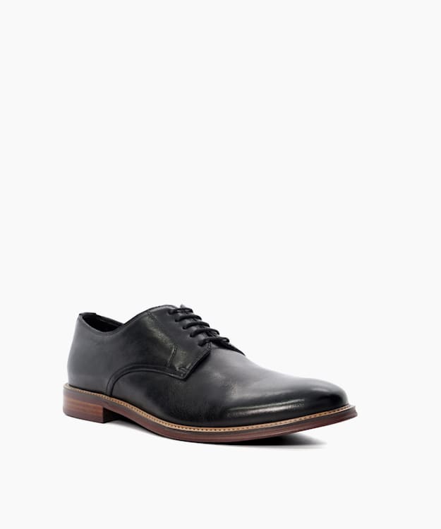 Stanleyy Black - Natural Wood Sole Gibson Shoes