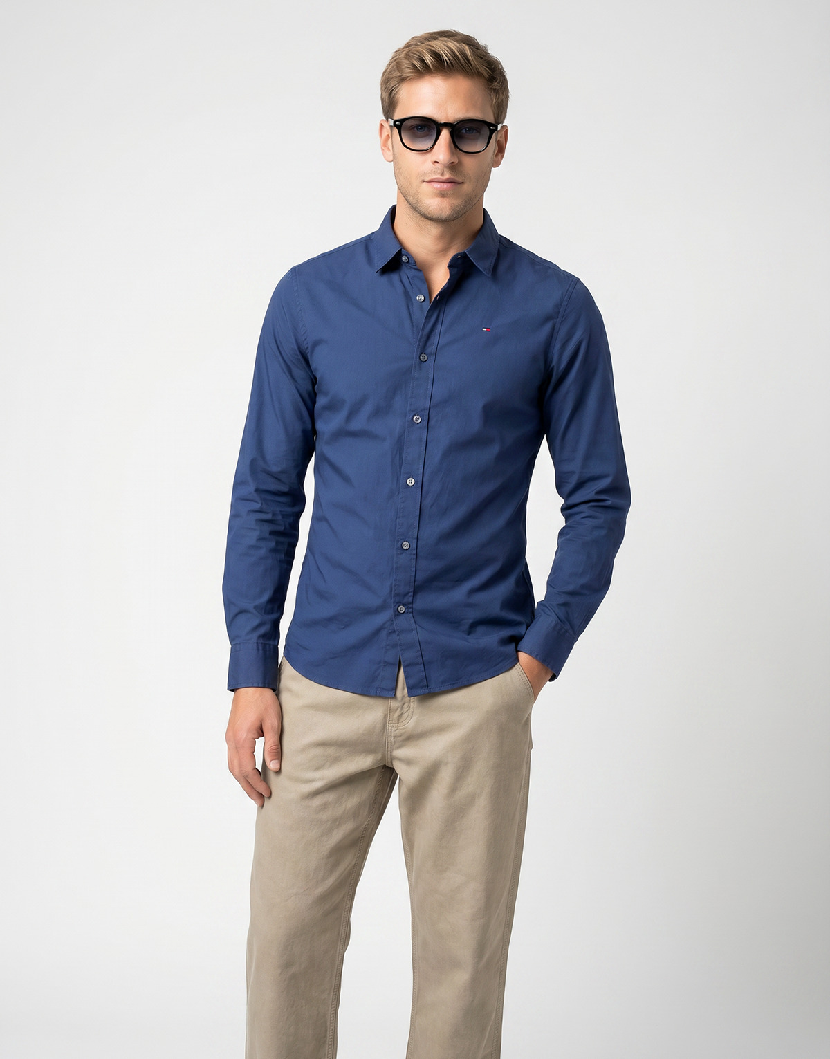 Tommy Jeans - TJM ORIGINAL STRETCH SHIRT - Marine