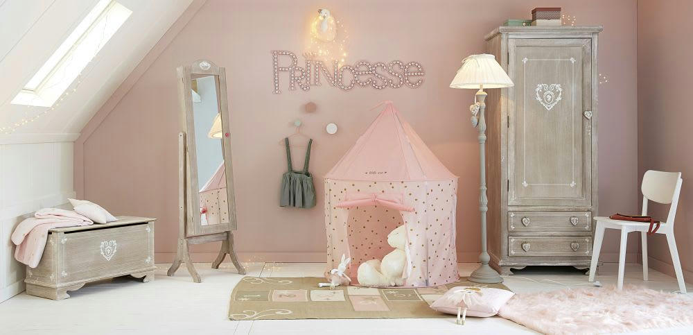Princesse - Déco murale en métal rose 35x118