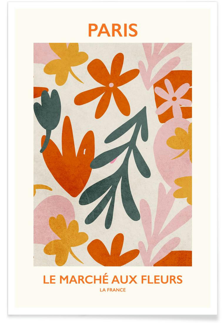LE MARCHÉ AUX FLEURS II - Affiche vert &