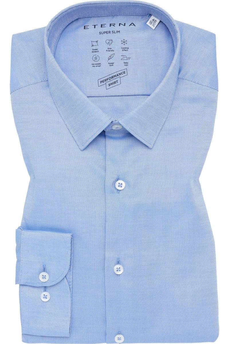 ETERNA Performance Super Slim Tencel Hemd blau, Strukturiert