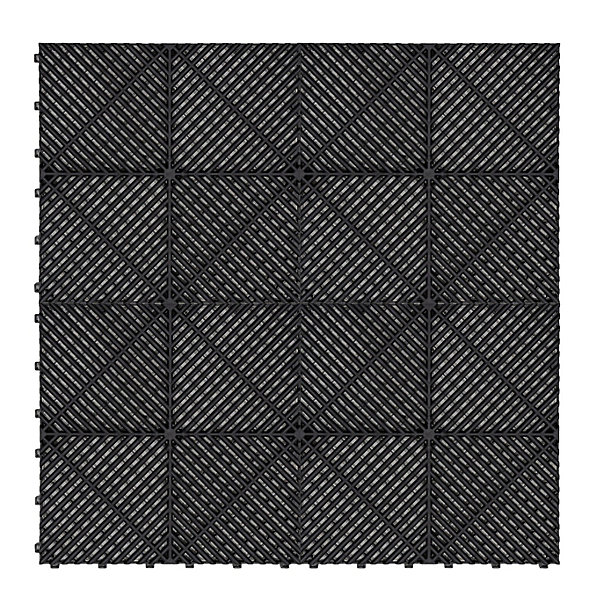 Carrelage de Sol Ventilé Pour Garage x 120 Avec Bordure (Noir)