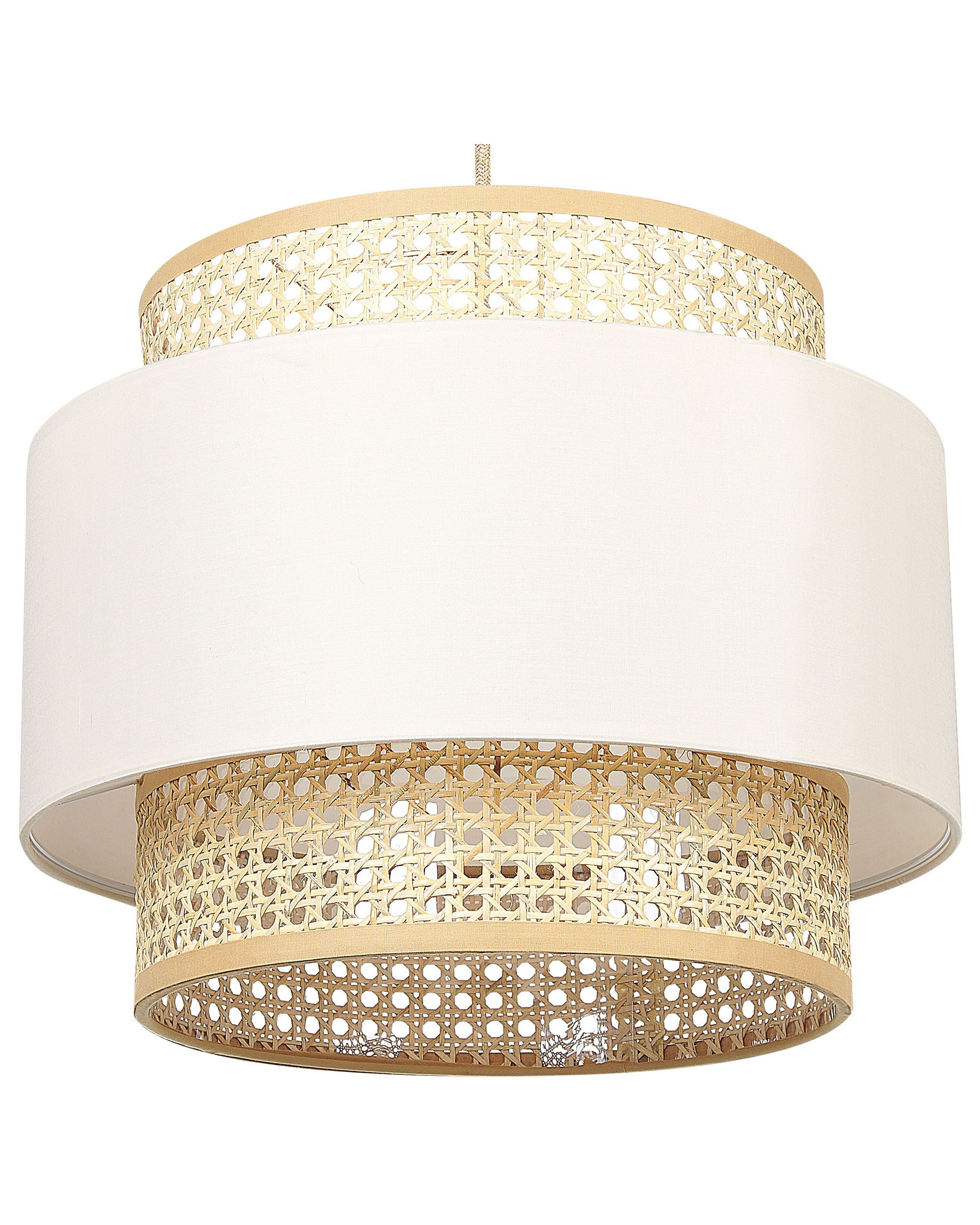 Lampa wisząca materiałowy klosz beżowa