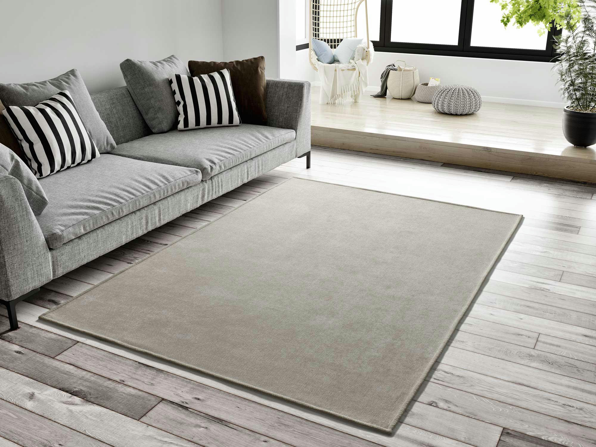 HARRIS - Tapis uni lavable en blanc, 060X120 cm