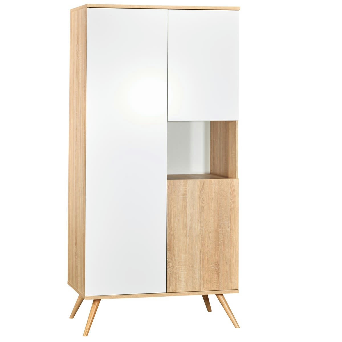 SEVENTIES - Armoire 3 portes couleur bois et blanc