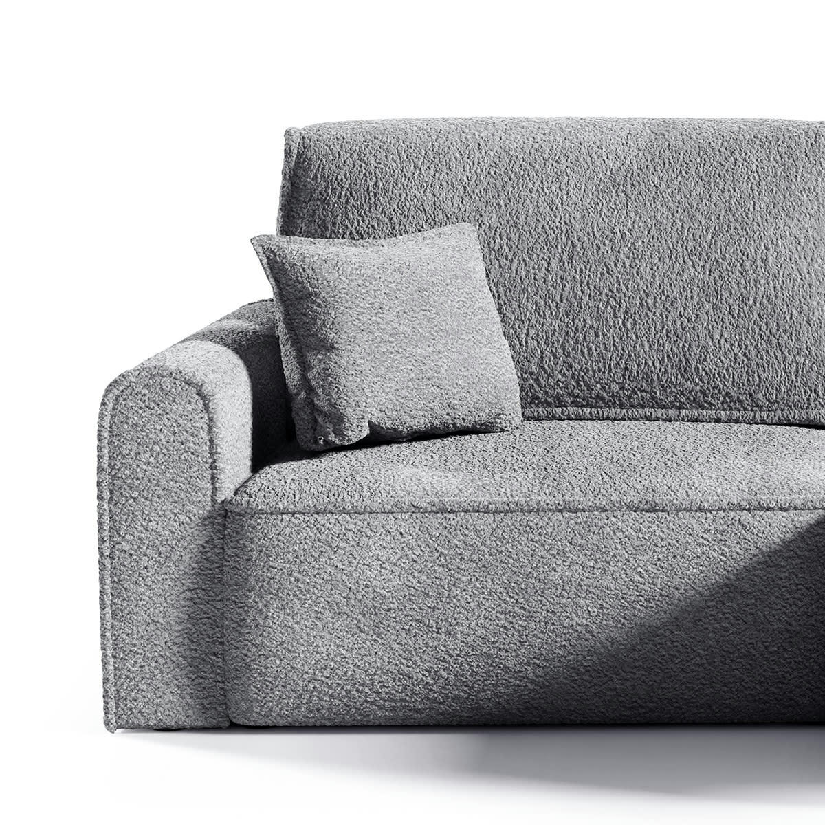 - Canapé d'angle réversible convertible 3 places coffre bouclé gris