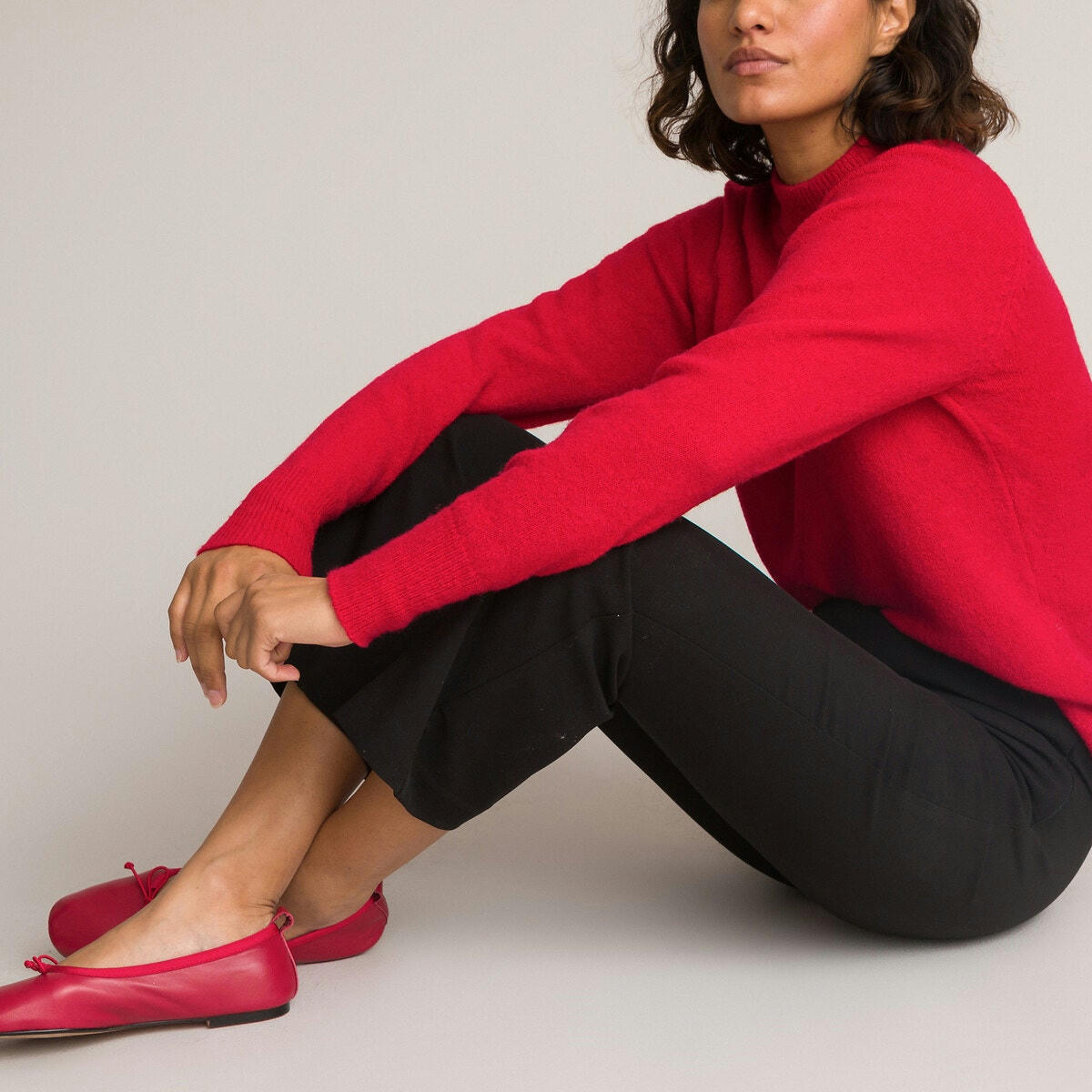 Pantalon bootcut raccourci en polyviscose