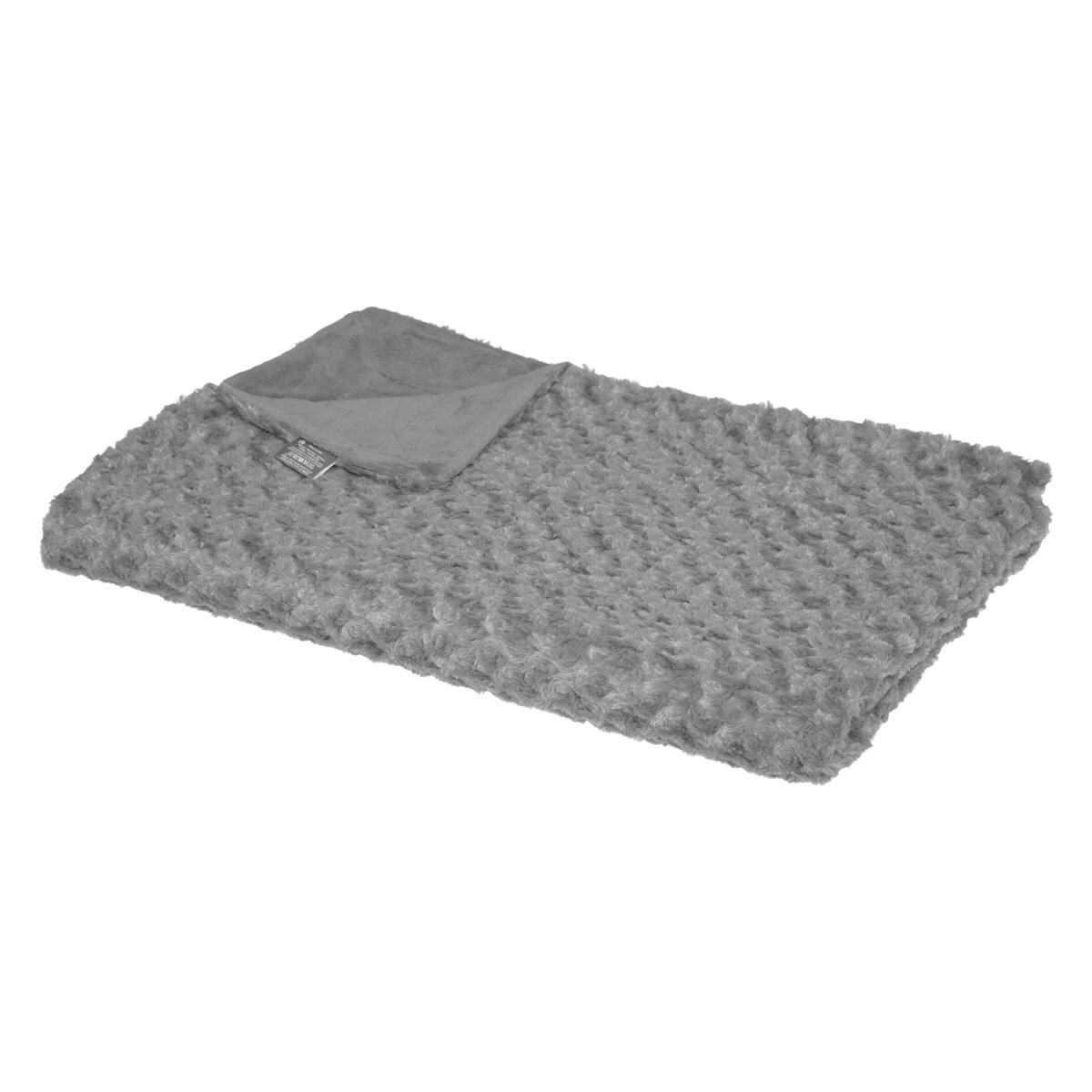 Faux fur plaid "Bouclette" Slate grey, 120x160 cm