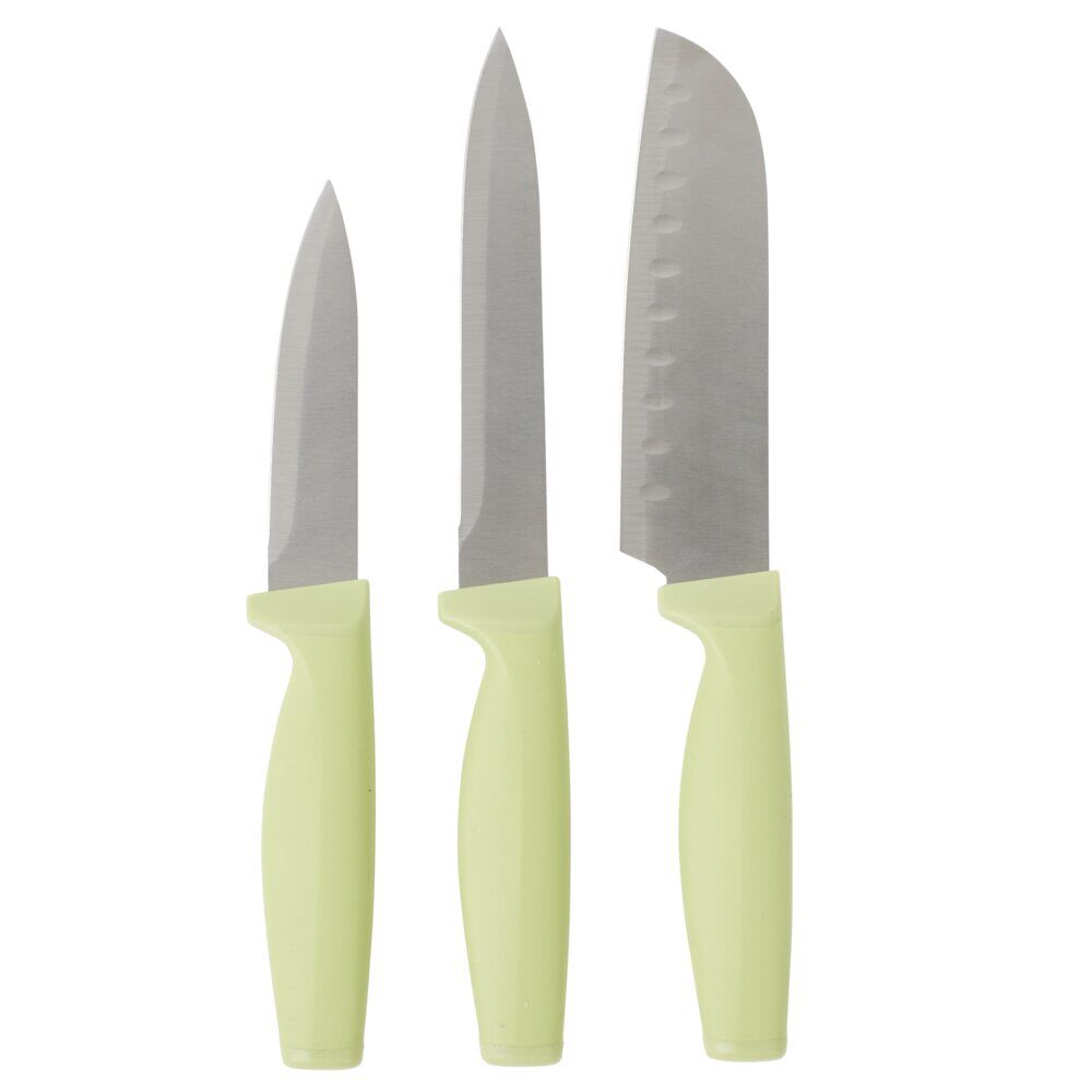 Couteau de cuisine x3 manche ergonomique et antidérapant vert clair