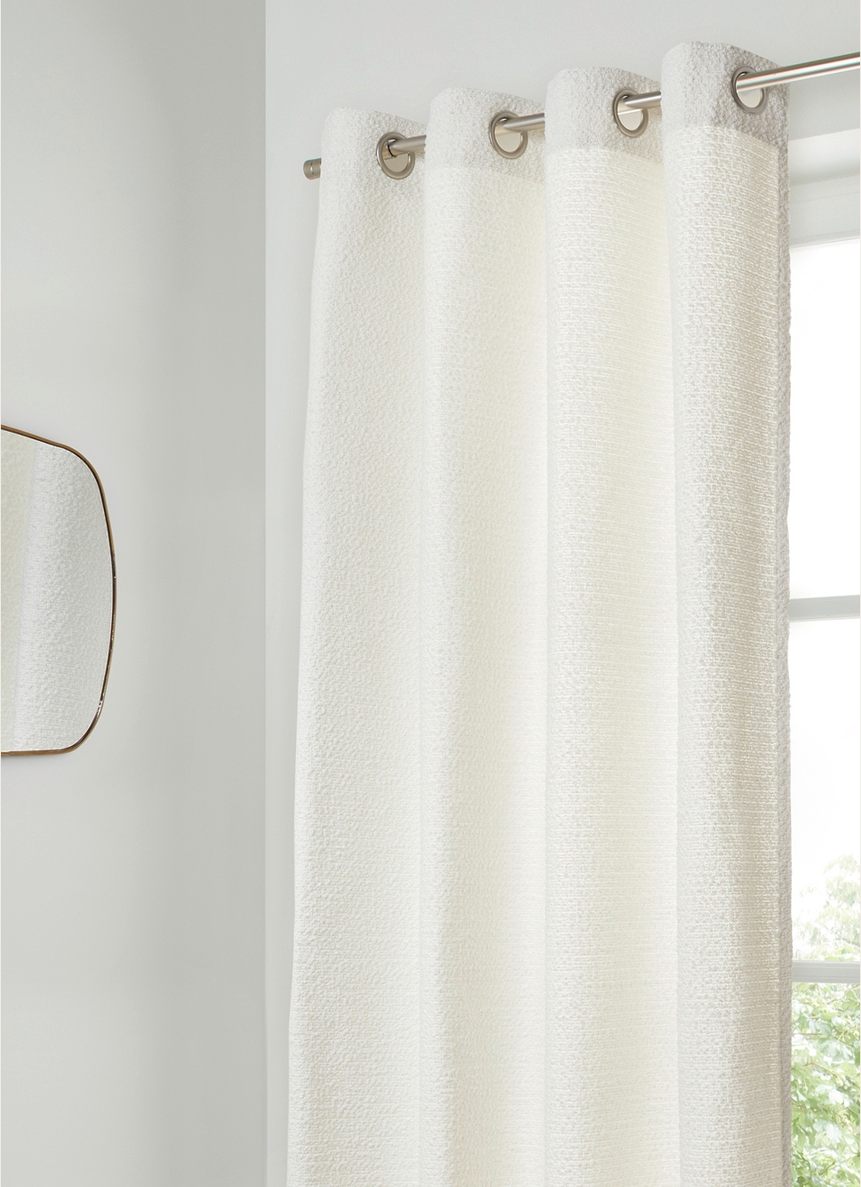 RIDEAU TEXTURÉ à BOUCLETTES GRANDE HAUTEUR 300CM BLANC