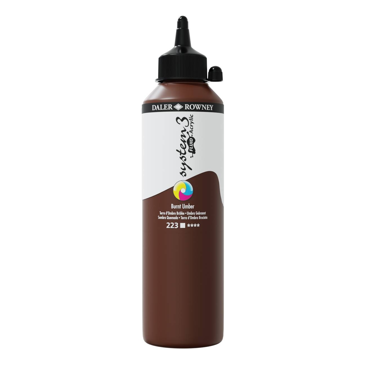 Daler-Rowney System3 Burnt Umber Fluid Acrylic 500ml (223)