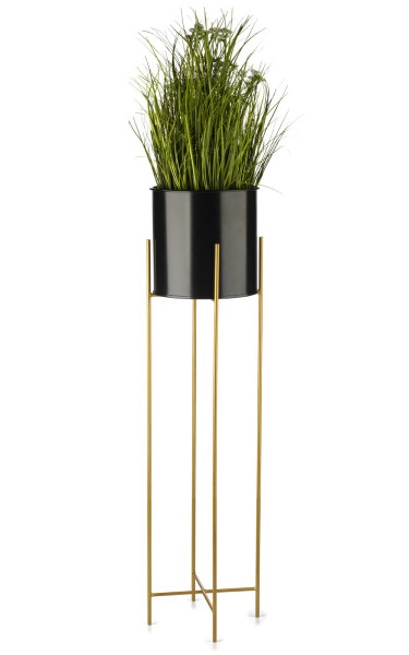 Nowoczesny kwietnik metalowy stojak złoto czarny 95 cm