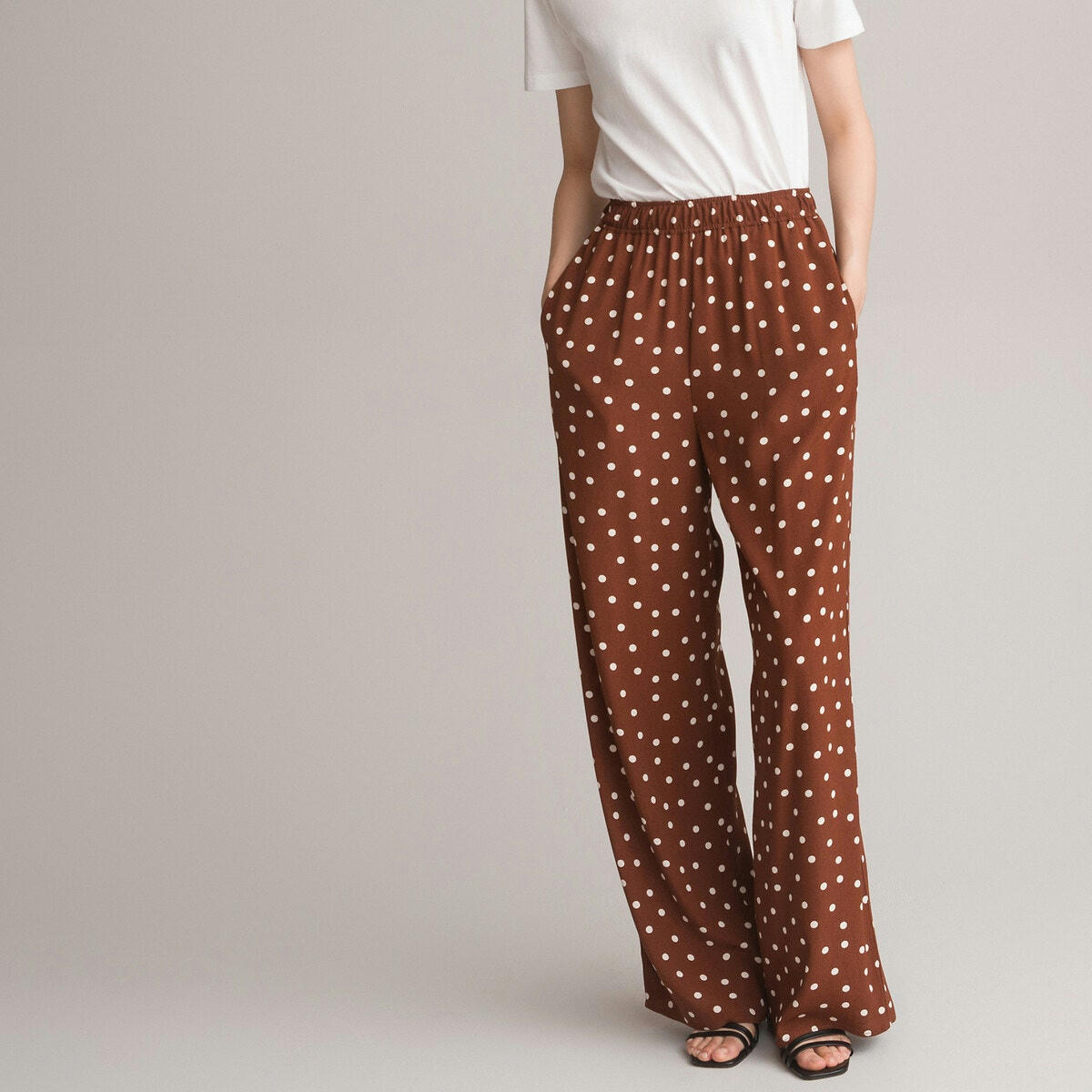 Pantalon large, imprimé à pois