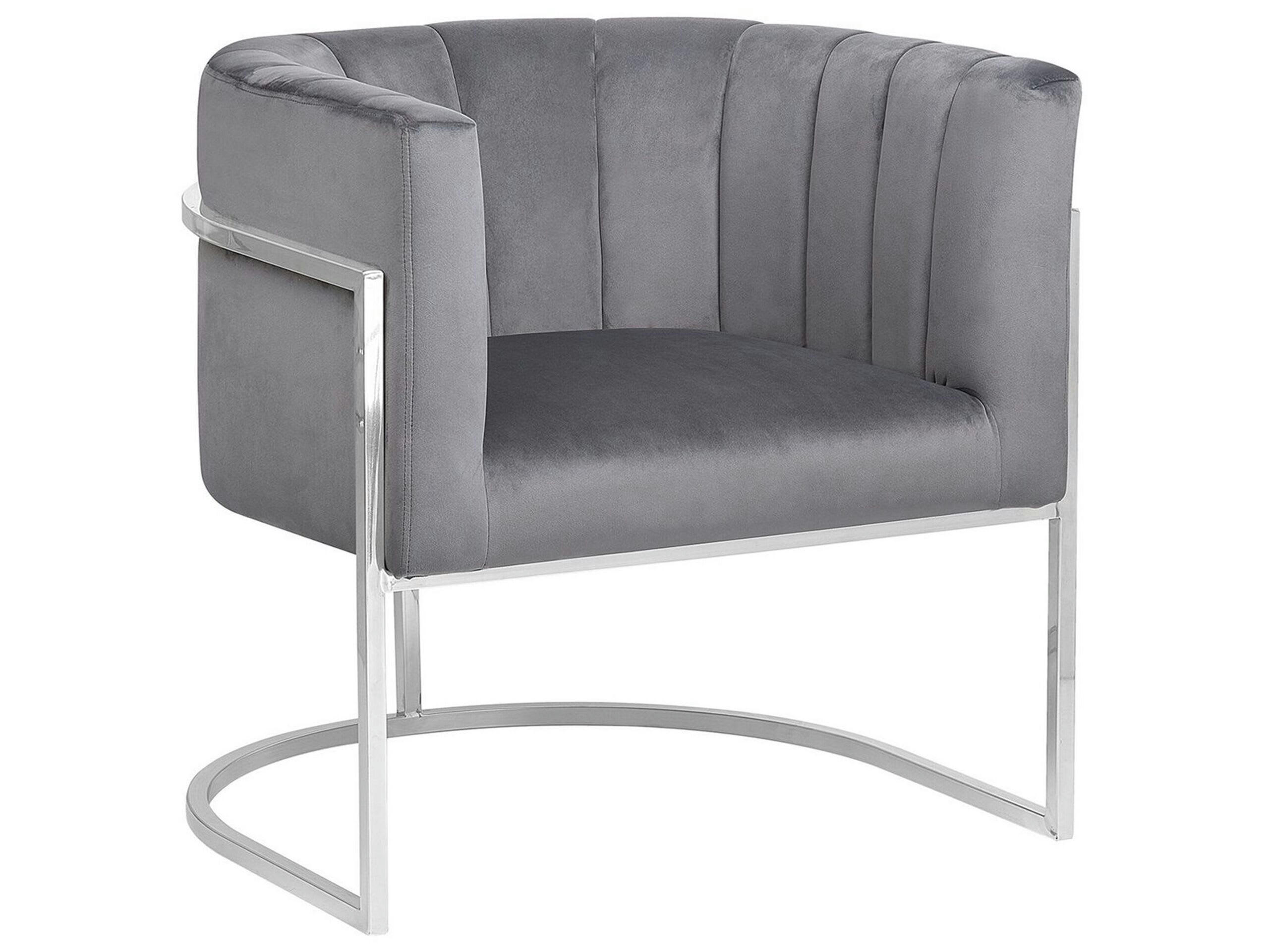 LARVIK - Fauteuil en velours gris