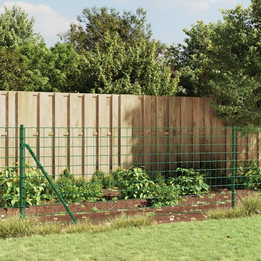 NNEVL Wire Mesh Fence with Spike Anchors Green 1.1x25 m
