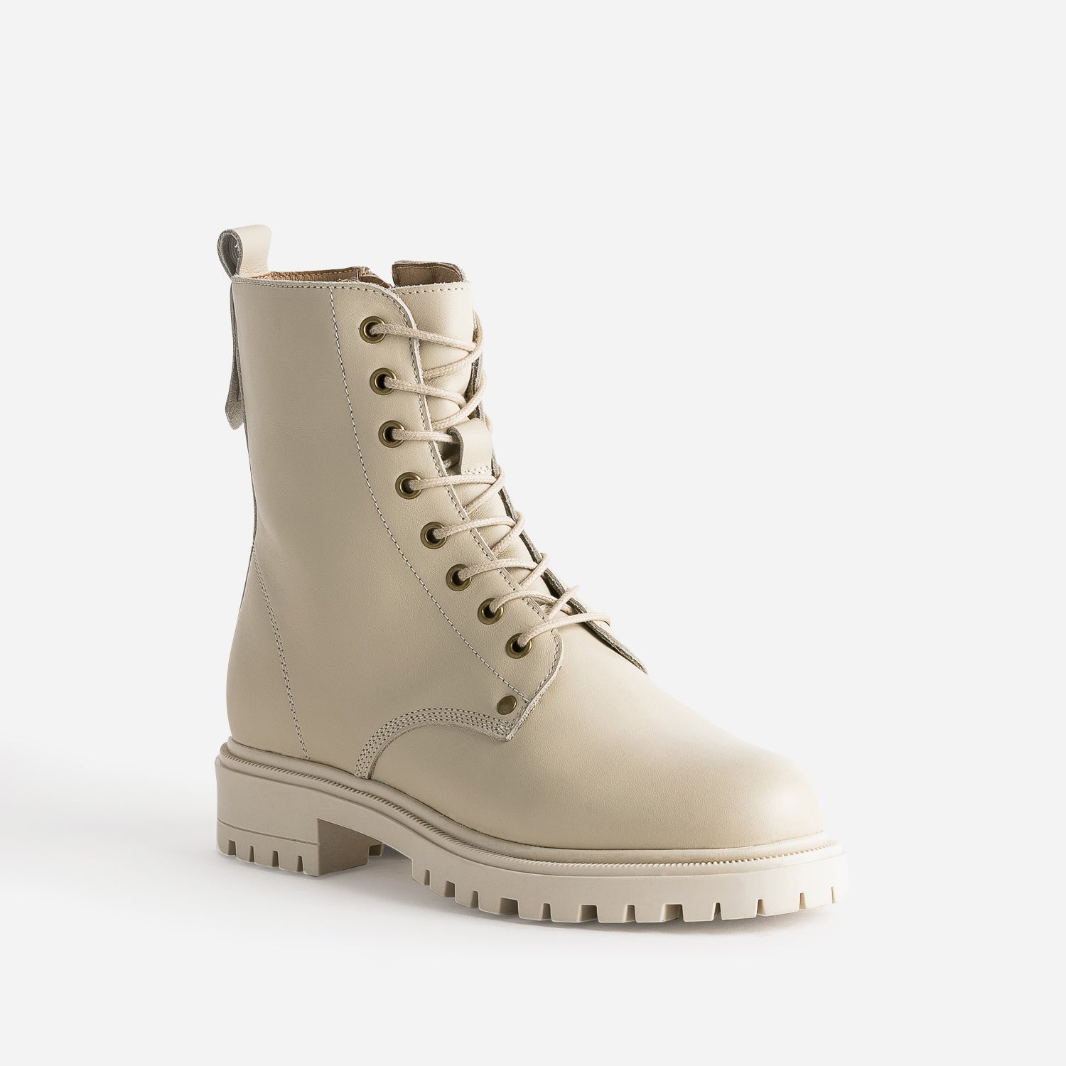 Boots à lacet TEXTO écru cuir à semelle crantée