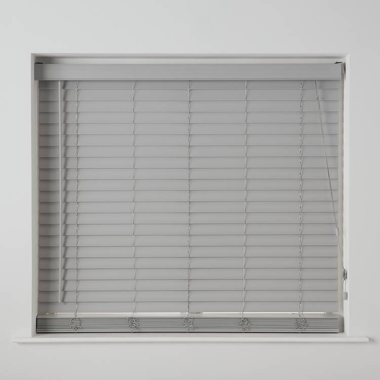 Habitat Faux Wood Grey 25mm Slat Venetian Blind - 90cm
