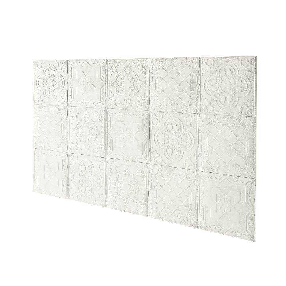 Gloria - Tête de lit 200 en pin massif motifs mosaïques blanches