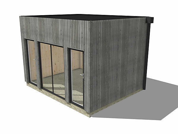 Bureau de jardin 4 saisons en bois 4,4 x 3,5 x 3,2 m / isolation RE2020
