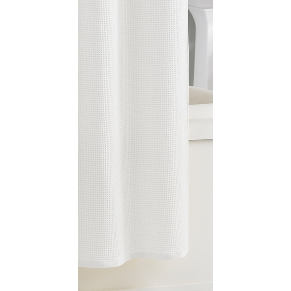 Waffle White Cotton Shower Curtain