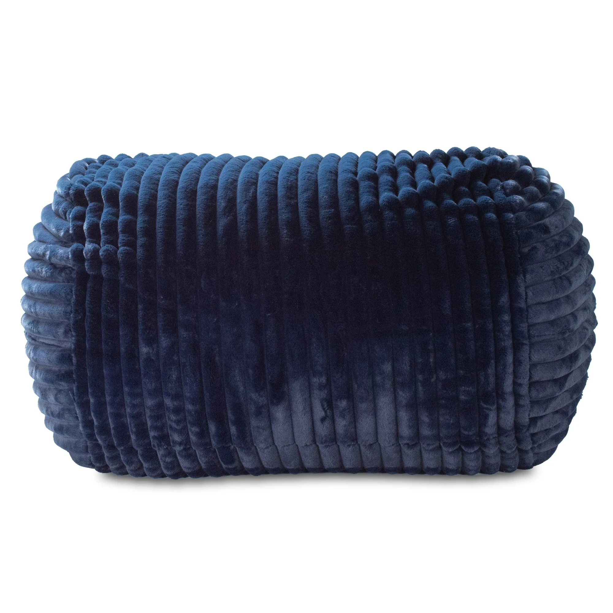 Plush Faux Fur Ribbed Bean Bag Loveseat - 64 - Midnight Blue