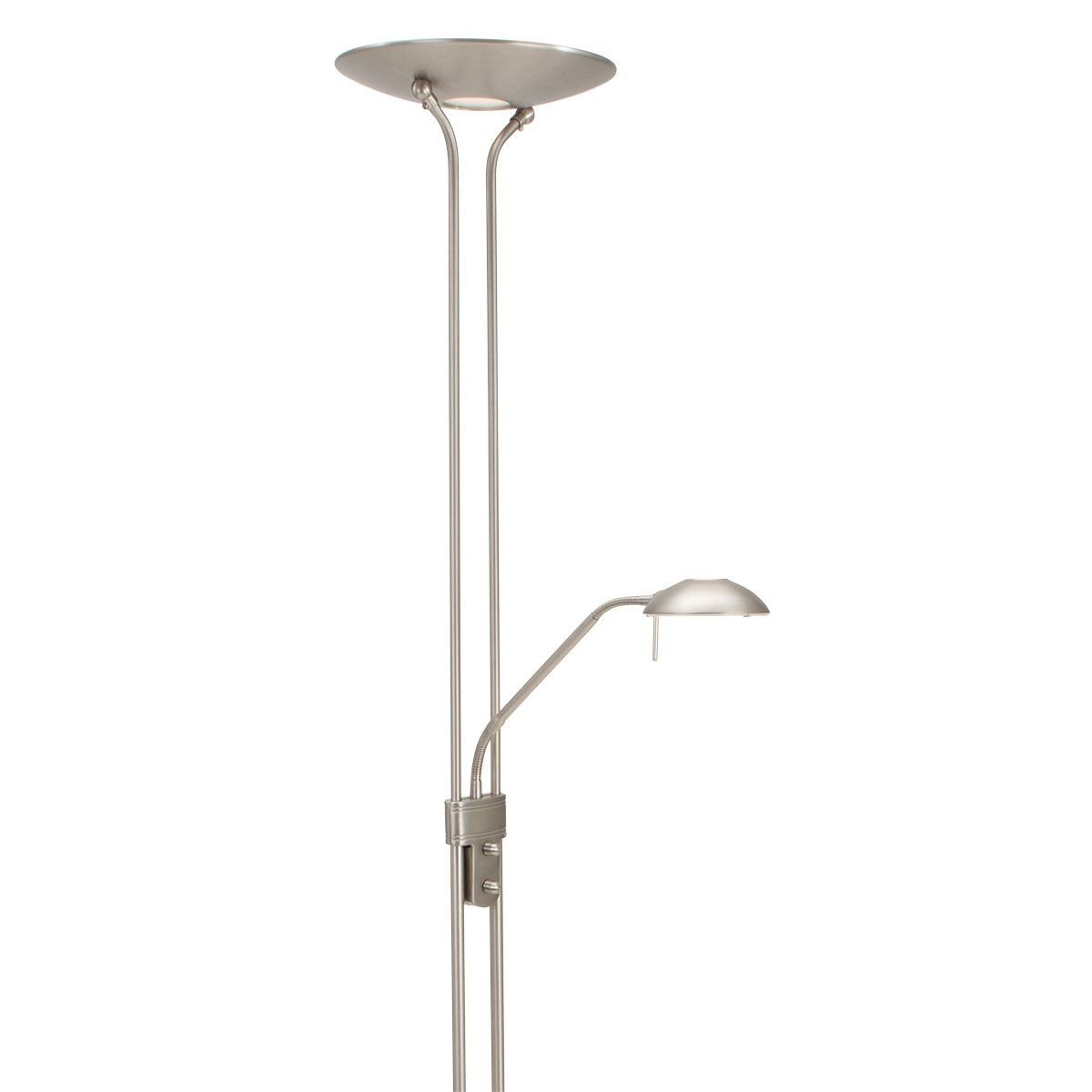 Mexlite vloerlamp Biron - 2 lichts - 52x 180 cm - mat chroom