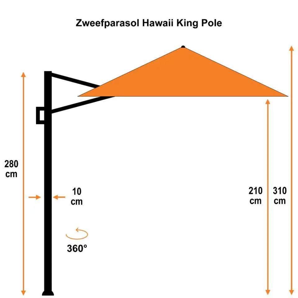 Garden Impressions Hawaii zweefparasol King Pole 400x400 cm - zand