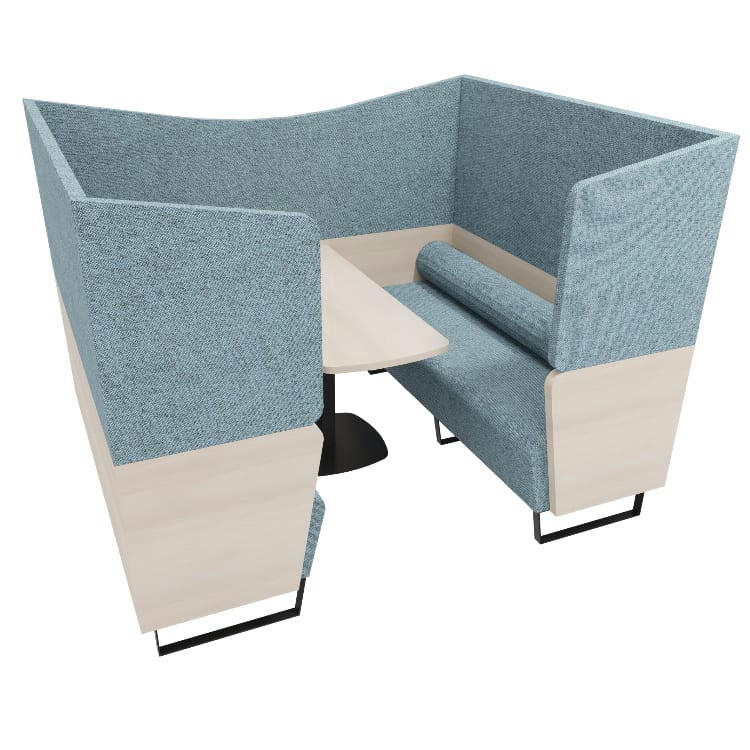 BOX AMITY - Banquette acoustique 4 places haute bicolore bleu
