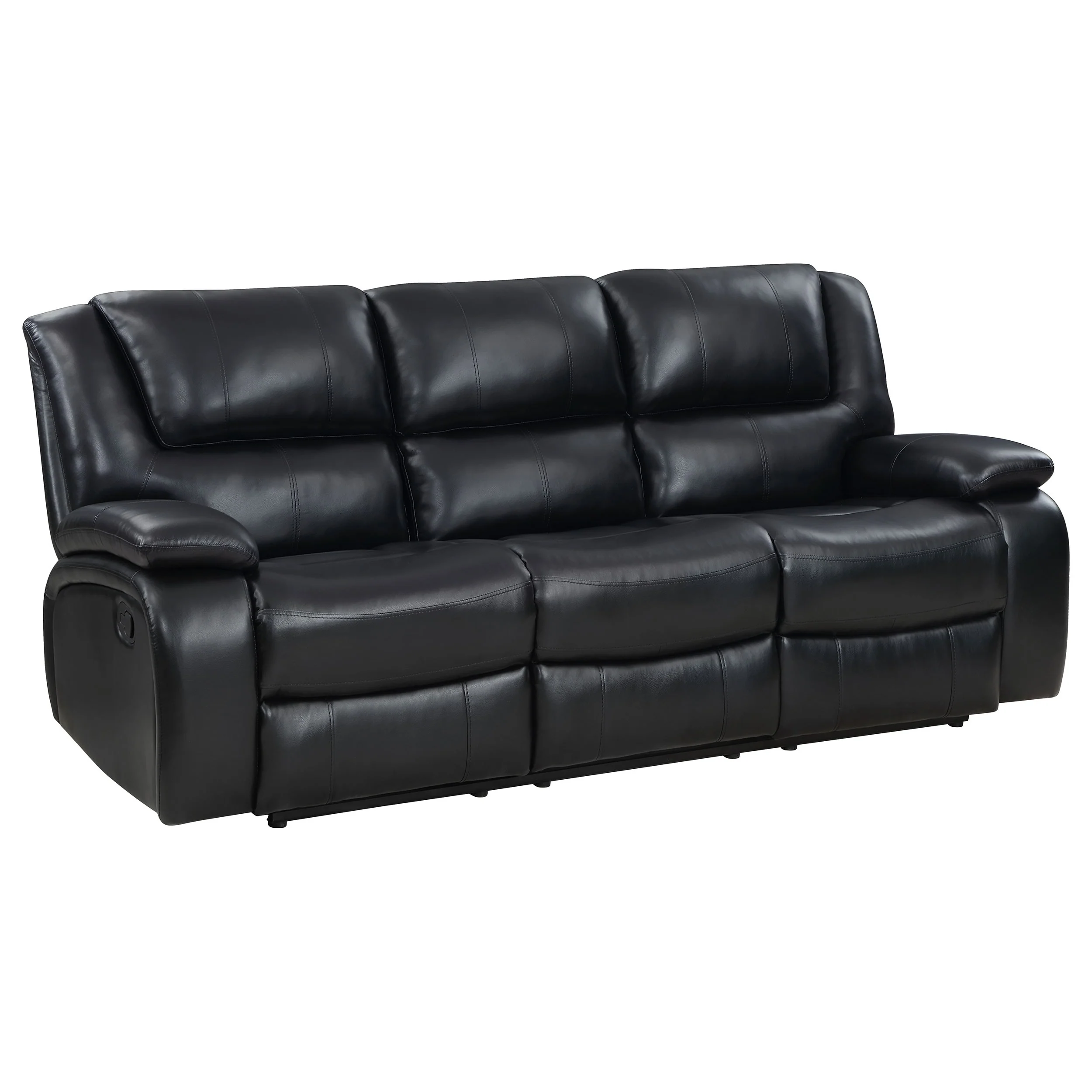 Camila Transitional Leatherette Upholstered Motion Reclining Sofa