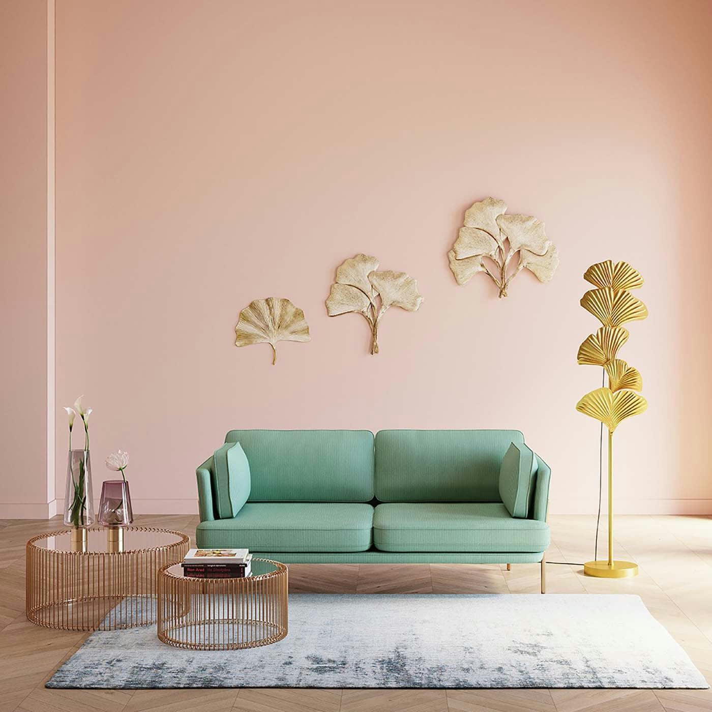 - Déco murale feuille de ginkgo en aluminium doré L76
