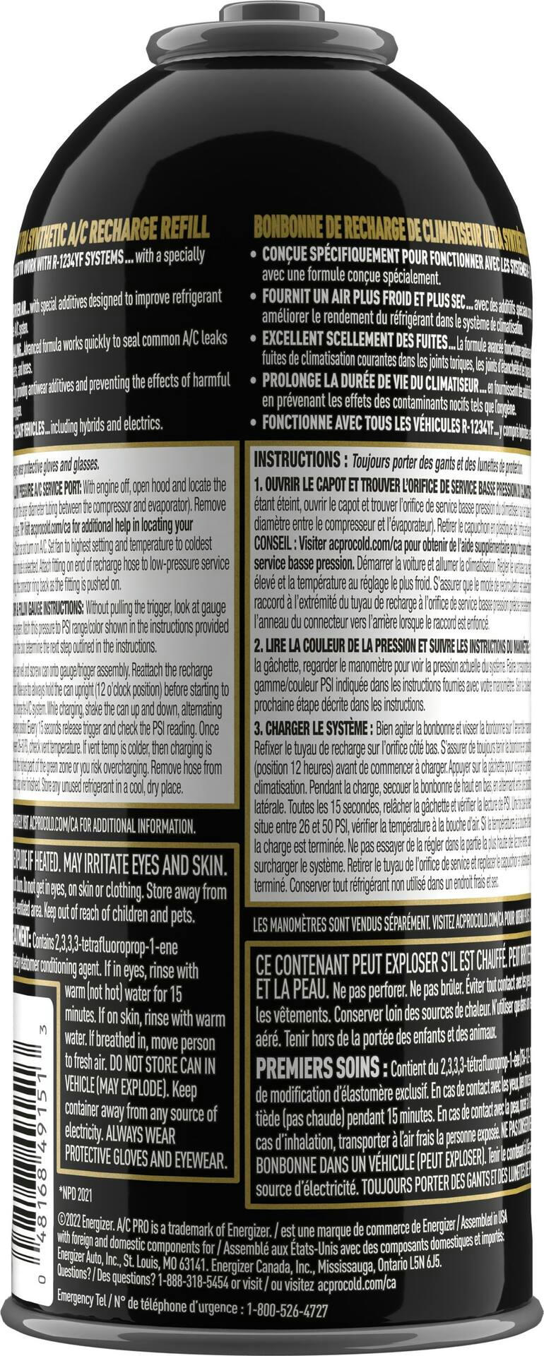 A/C Pro R-1234YF Ultra Synthetic A/C Recharge Can, 283-g