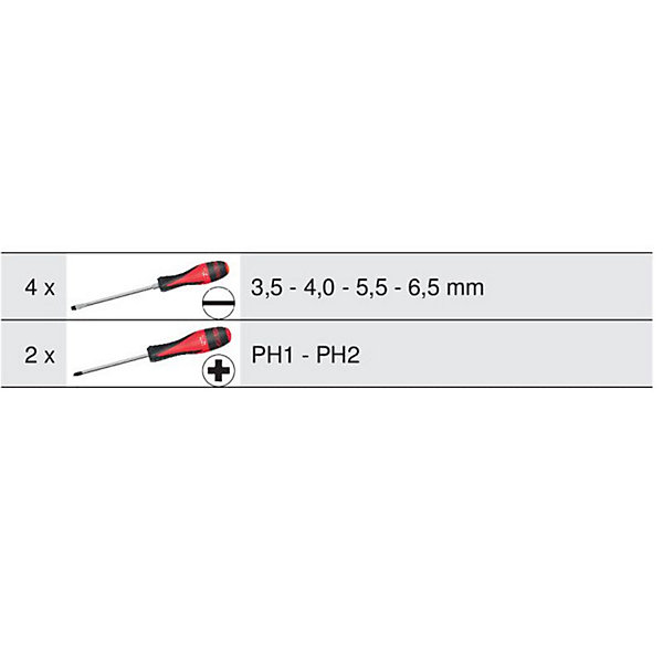 KS Tools - 922.6020 - Jeu de 6 tournevis ULTIMATE, Fente - PH