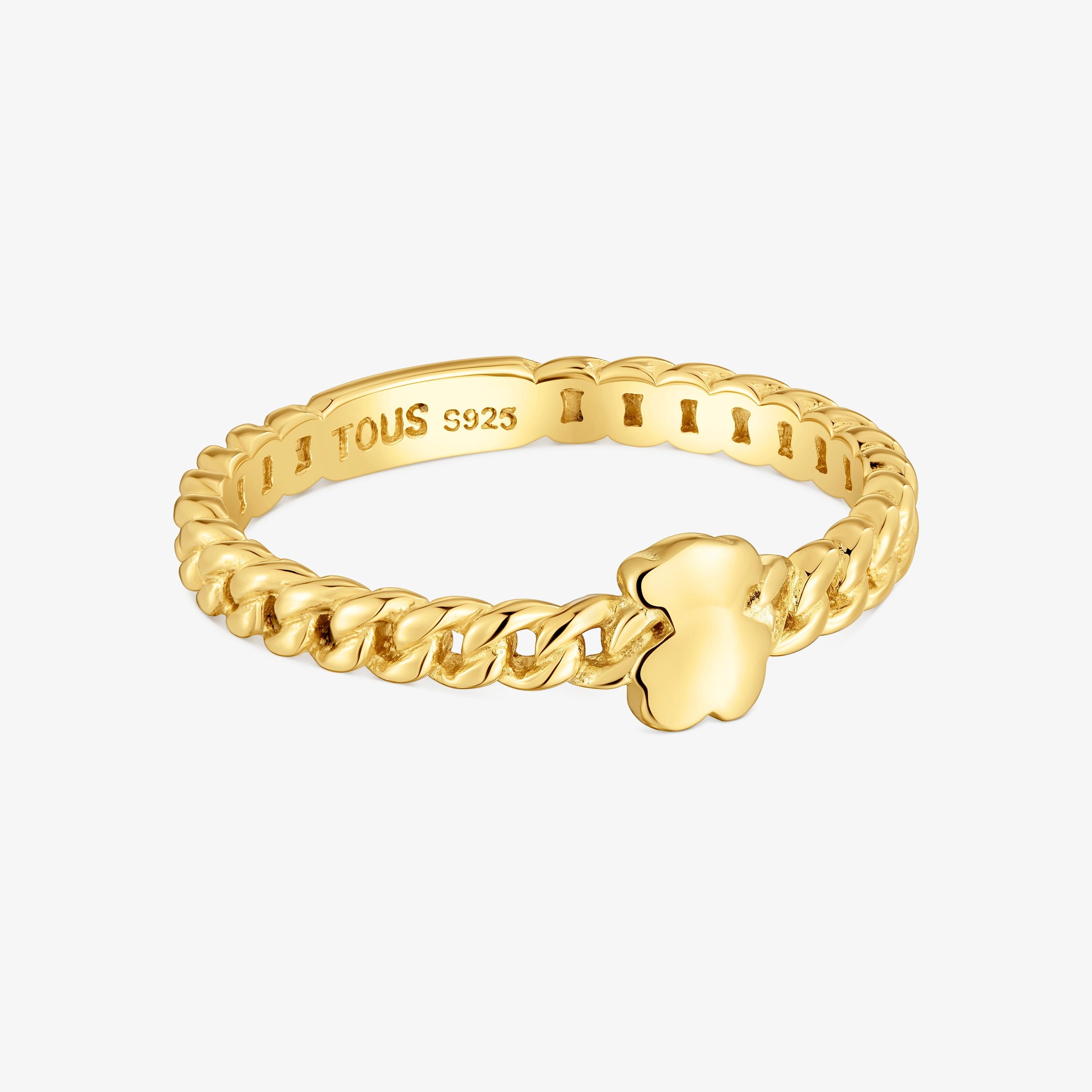 Anillo pequeño oso con baño de oro 18 kt sobre plata Bold Motif