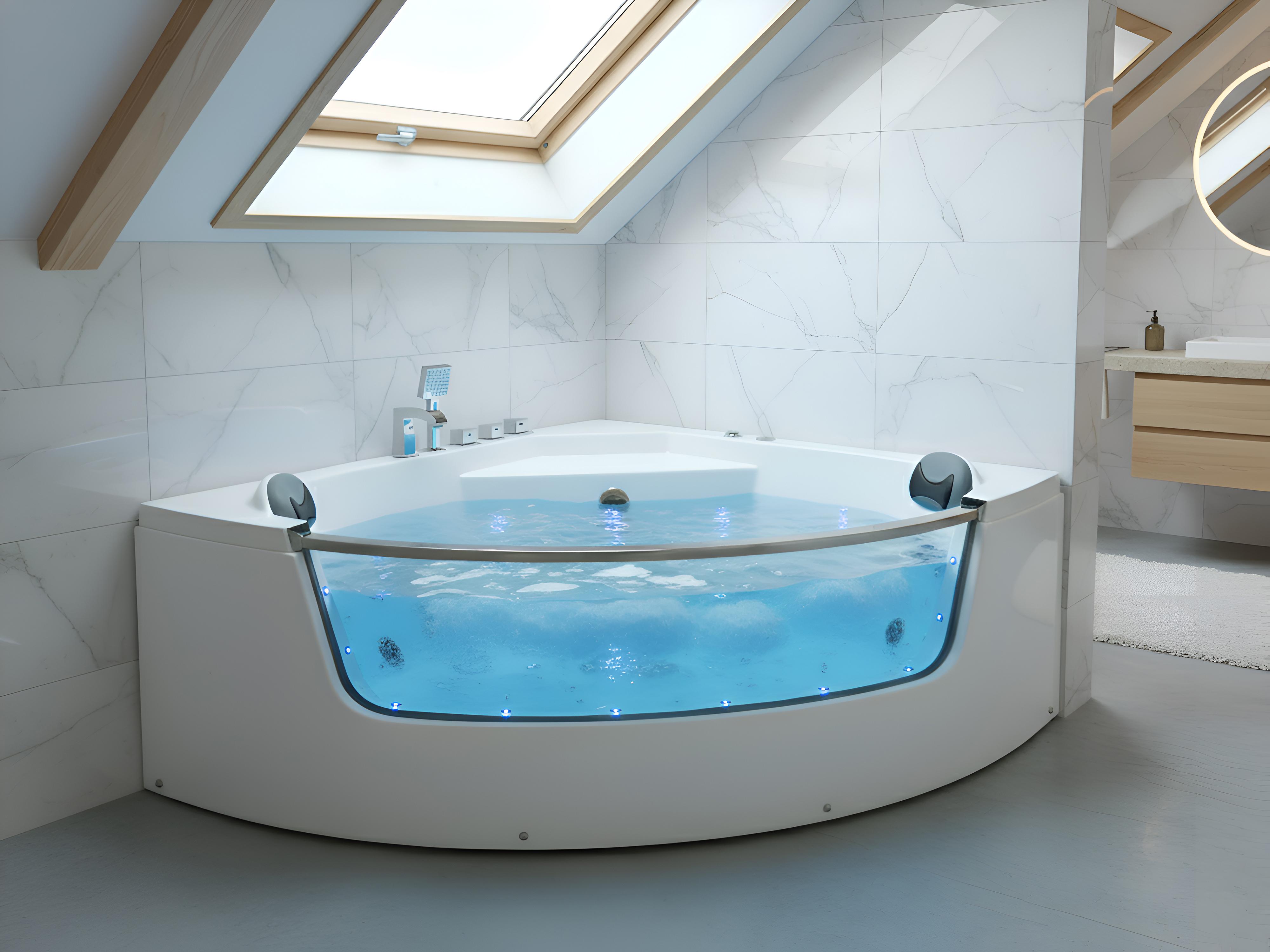 Corner Hot Tub with LED TAMULA 1480 x 660 mm White