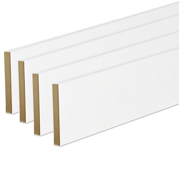 lot de 4 plinthes bord carré MDF revêtues blanc 2200 x 150 x 16 mm
