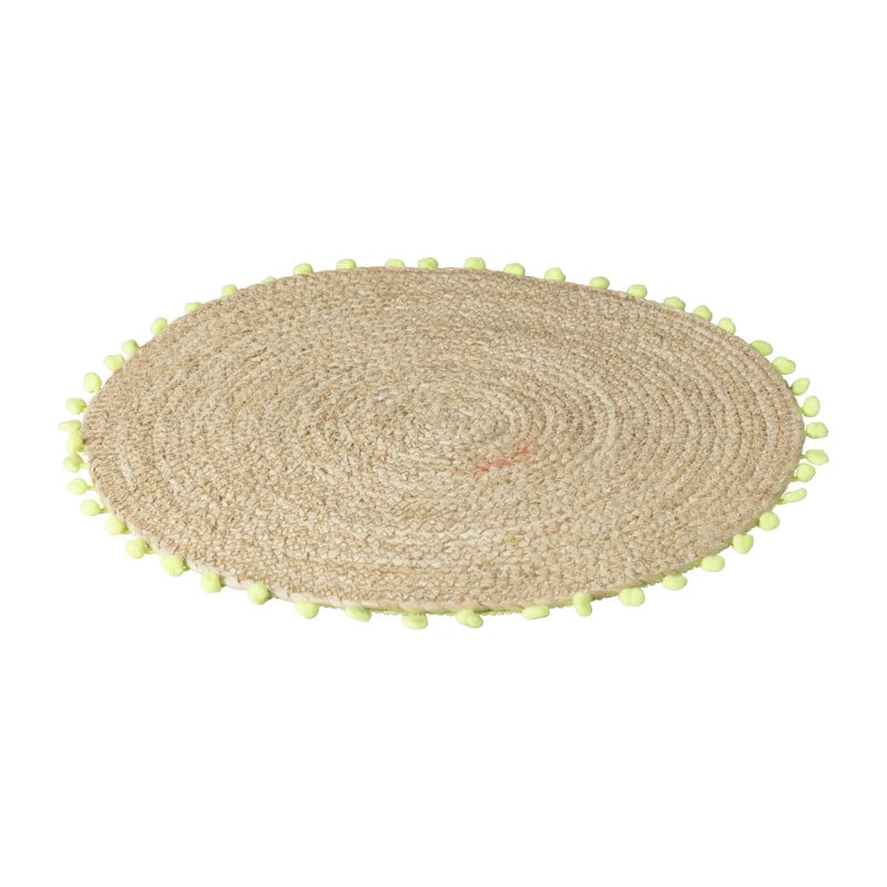 Placemat pompom - groen - &Oslash;38 cm