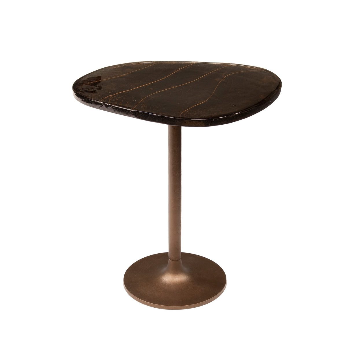 Giga Meubel Bijzettafel Eclipse - Koper Metaal/Glas - 50x42x55cm