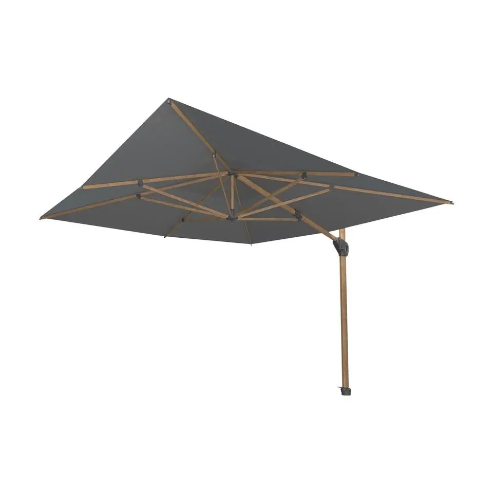 4-Seasons zweefparasol Hacienda 300 x 400 - Woodlook/Charcoal met voet en hoes