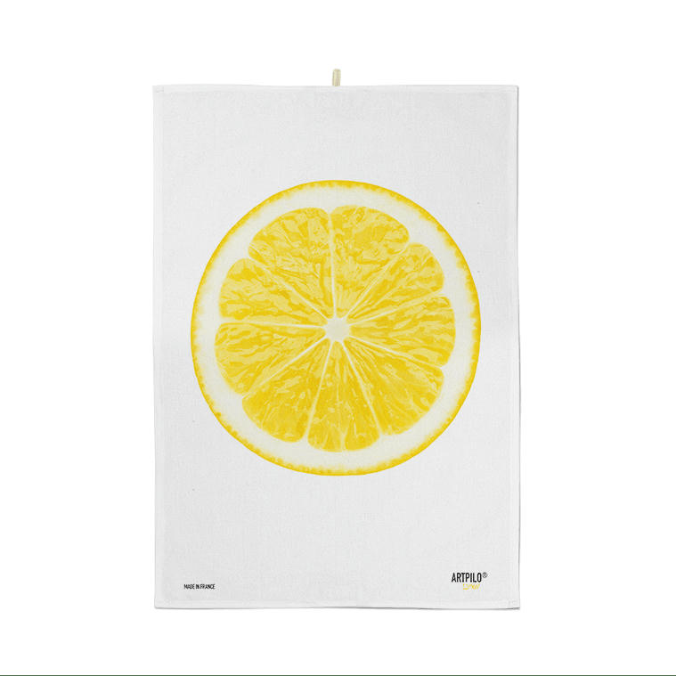 - Torchon citron coton blanc