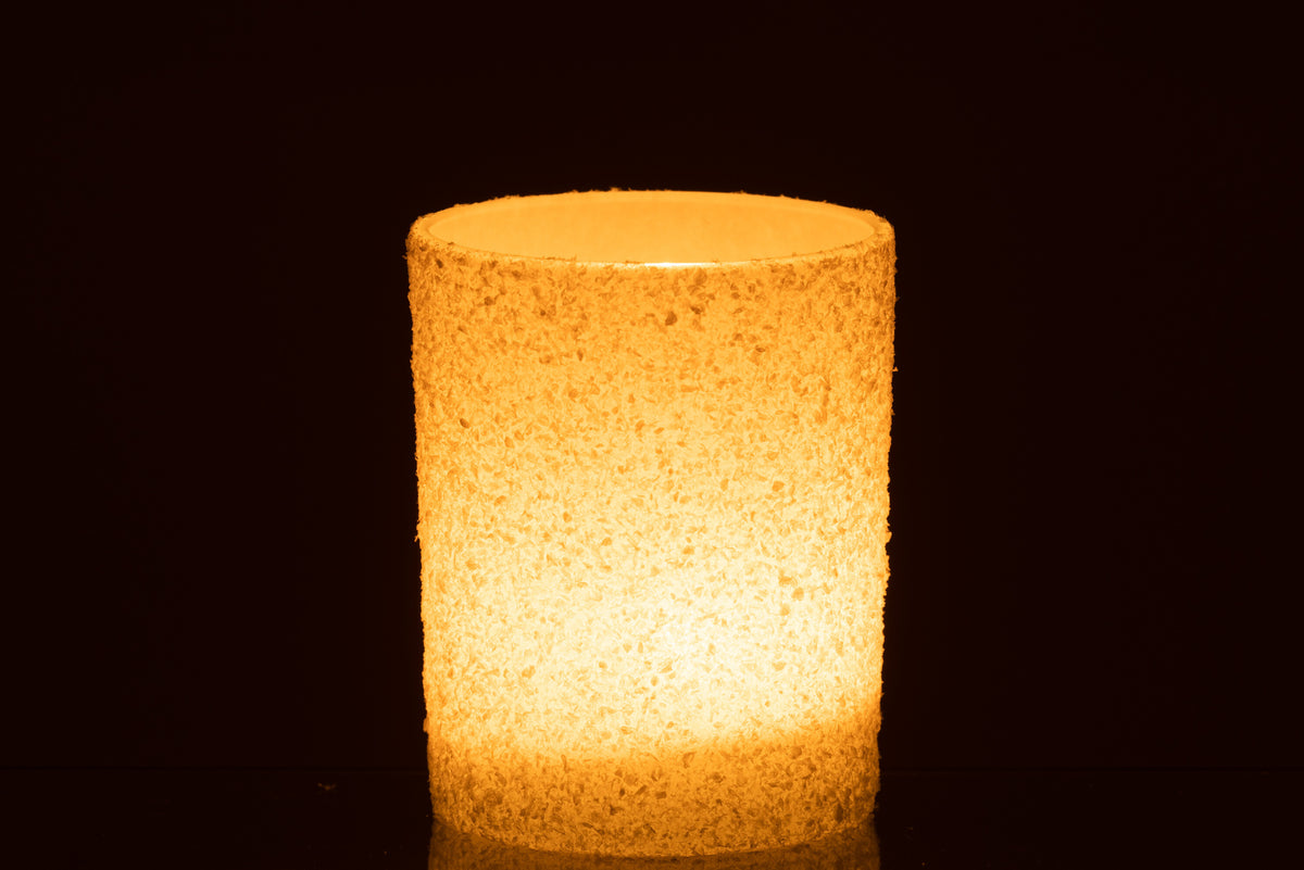 J-Line windlicht Besneeuwd - glas - wit - large