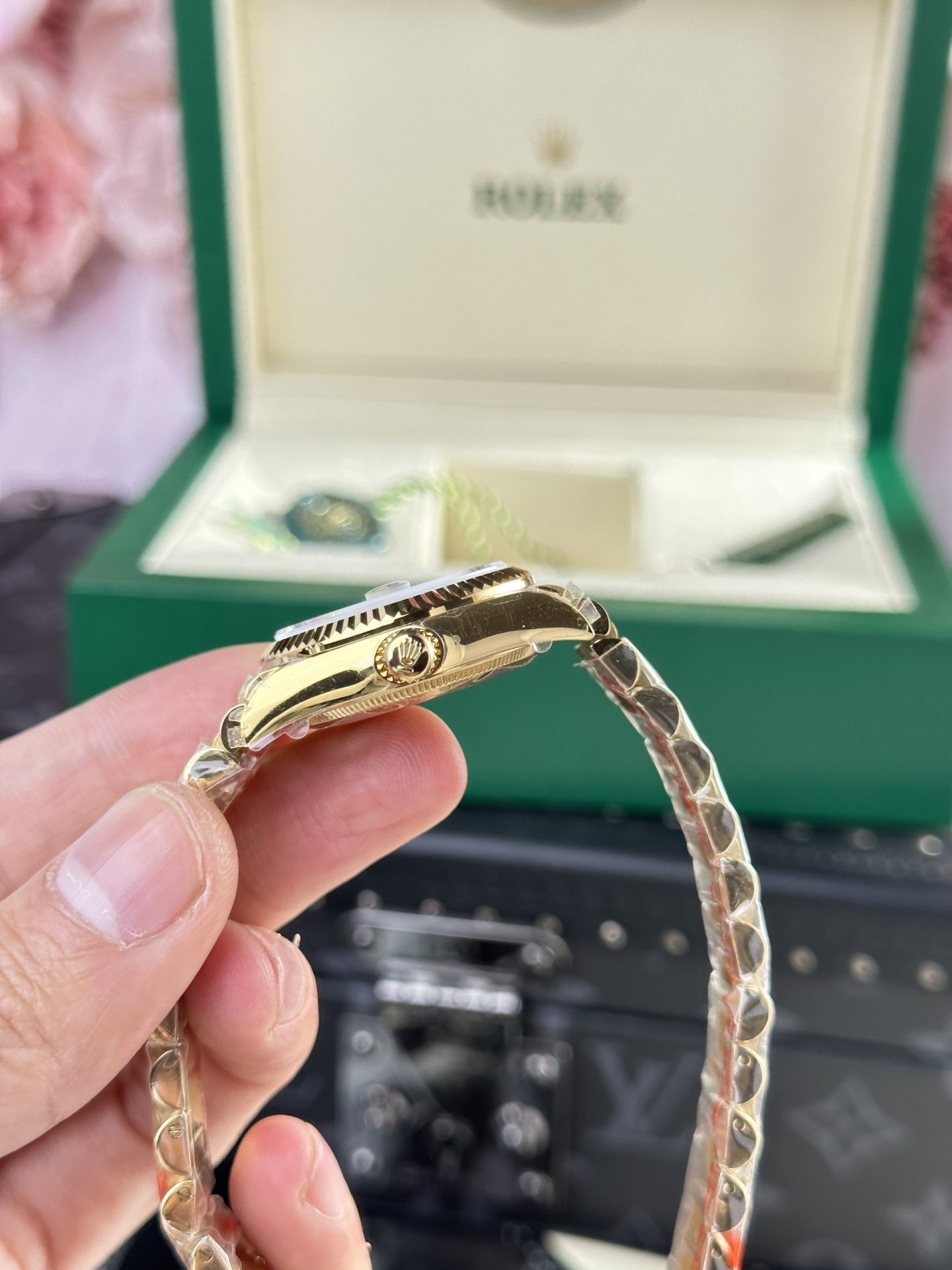 Rolex Datejust 278288 YG Plated Olive Green Dial CZ Diamonds 31mm AAA Replica