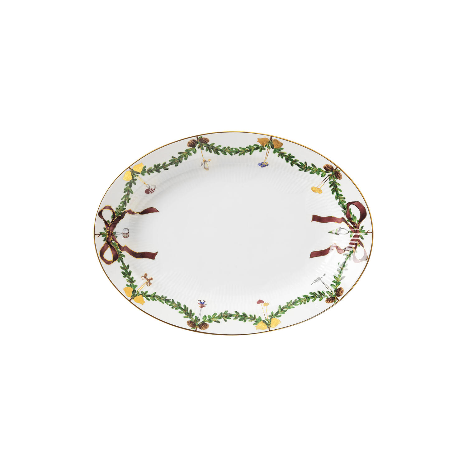 Stjerne Riflet Jul fad ovalt 34 cm