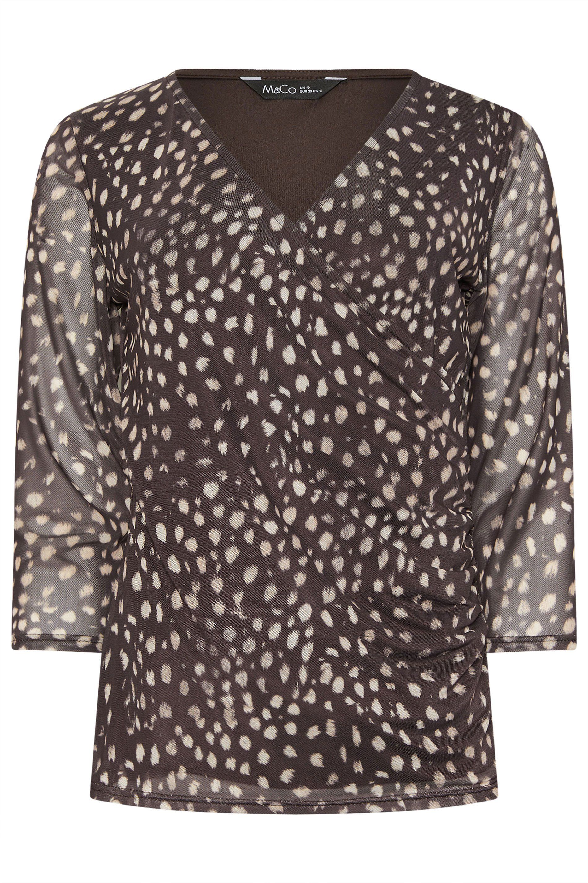 M&Co Animal Mesh Sleeve Wrap Top