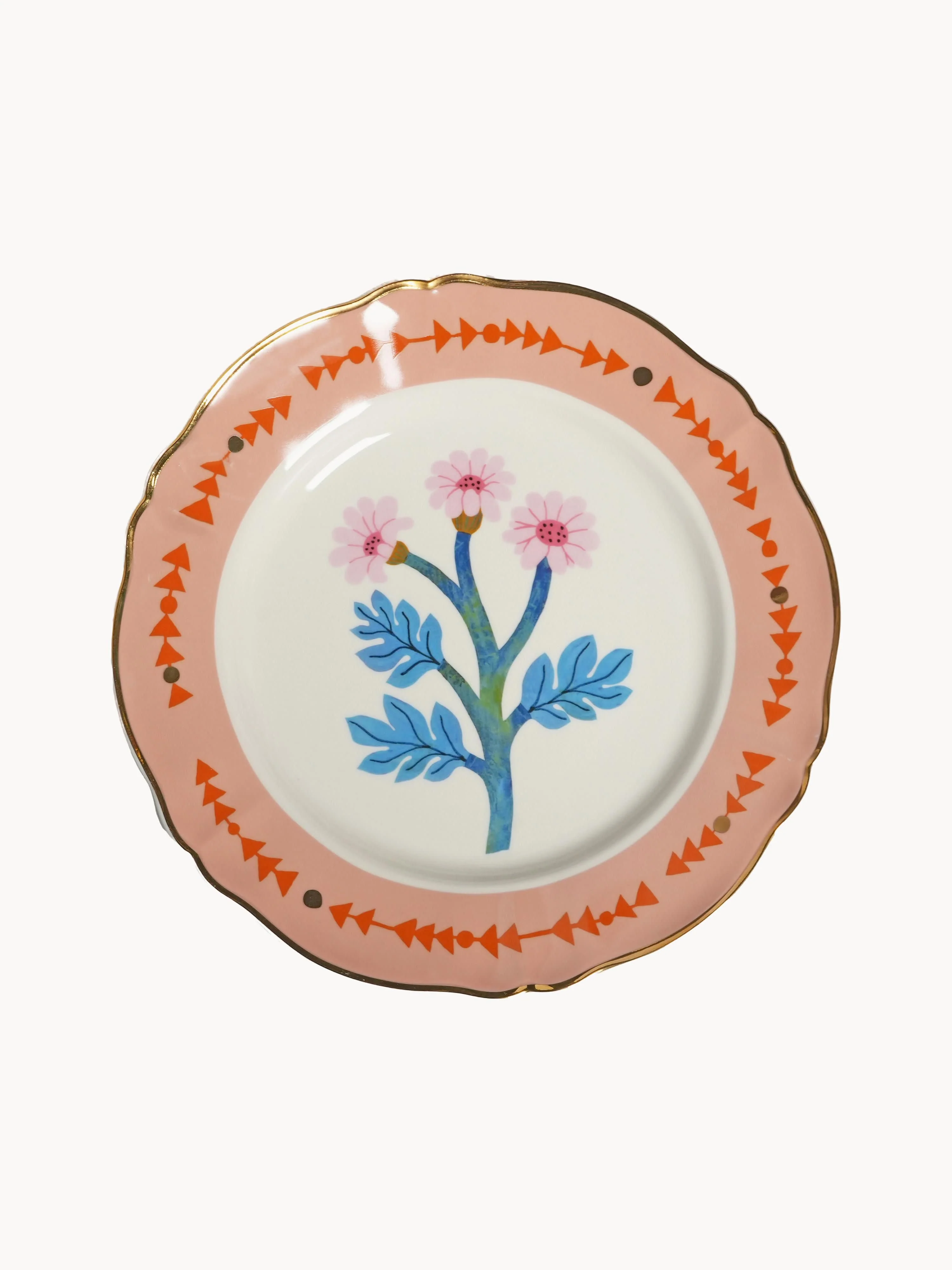 Handgefertigter Speiseteller Botanica aus Porzellan