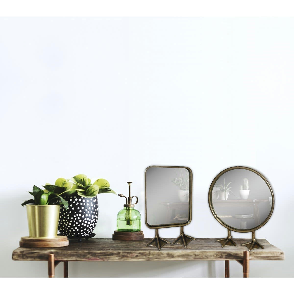 CANARD - Petit miroir rond sur pied de canard en métal noir D25