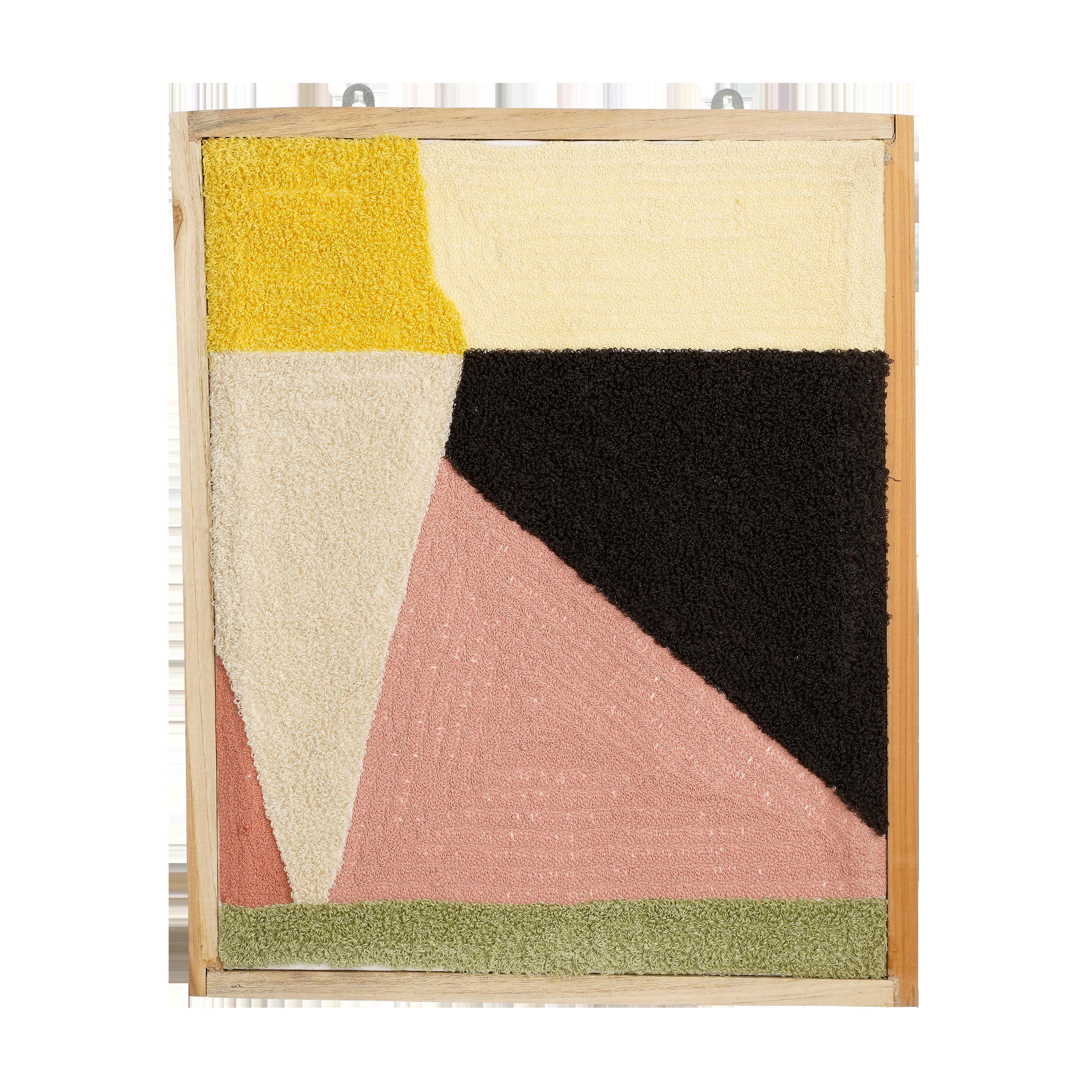 - Décoration murale en coton et bois rose clair 59x45